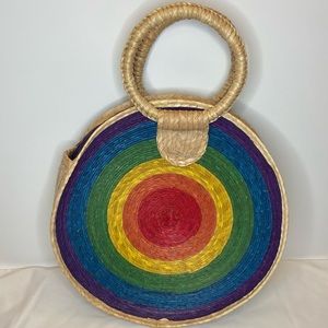 Rainbow Straw Round Purse